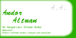 andor altman business card